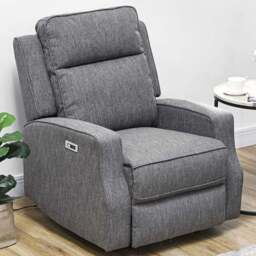 HOMCOM Charcoal Grey Electric Recliner Armchair - Size: Single - Wilko