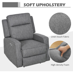 HOMCOM Charcoal Grey Electric Recliner Armchair - Size: Single - Wilko - thumbnail 6