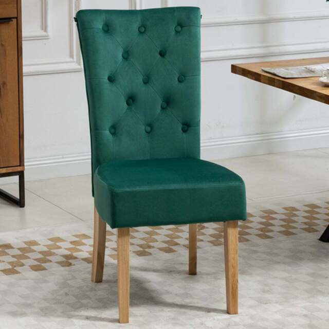 Artemis Home Pienza Set of 2 Green Velvet Dining Chairs - Wilko - image 1