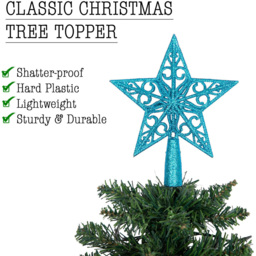 Shatchi Ice Blue Glitter Star Tree Topper - Size: 30 x 20 x 2.5cm - Wilko - thumbnail 4