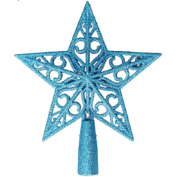 Shatchi Ice Blue Glitter Star Tree Topper - Size: 30 x 20 x 2.5cm - Wilko