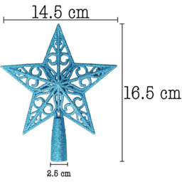 Shatchi Ice Blue Glitter Star Tree Topper - Size: 30 x 20 x 2.5cm - Wilko - thumbnail 6
