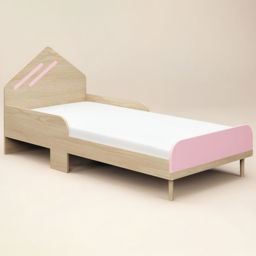 Flair Noah Single Oak and Pink Bed with House-Shaped Headboard - Wilko - thumbnail 3
