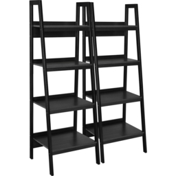 Dorel Lawrence 4 Shelf Black Metal Ladder Bookcase Set of 2 - Wilko - thumbnail 3