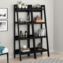 Dorel Lawrence 4 Shelf Black Metal Ladder Bookcase Set of 2 - Wilko - thumbnail 1