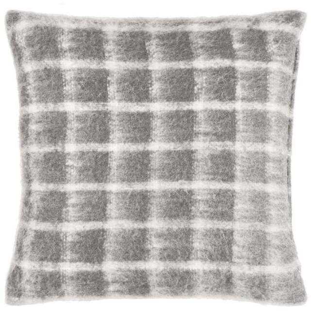 Yard Yarrow Flint Grey Check Faux Mohair Check Cushion - Size: 45 x 45 cm - Yard Living - Wilko - image 1
