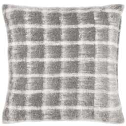 Yard Yarrow Flint Grey Check Faux Mohair Check Cushion - Size: 45 x 45 cm - Yard Living - Wilko