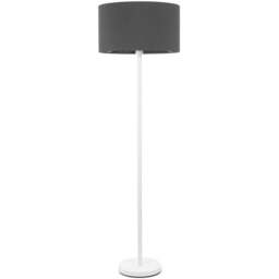 ValueLights Charlie Charcoal Drum Shade White Floor Lamp and Bulb - Size: 148 x 45 x 45cm - Wilko