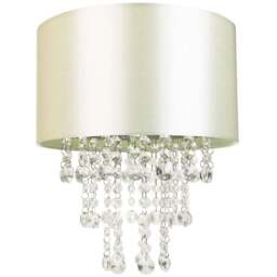 Happy Homewares Cream Satin Fabric Pendant Light Shade - Size: 17 x 30 x 30cm - Wilko