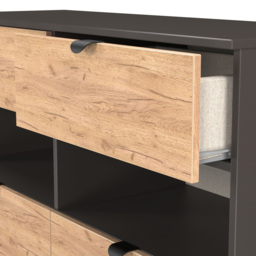 Crowndale Bora 4 Drawer 2 Shelf Gold Oak and Graphite Wide Midi Chest - Grey - Wilko - thumbnail 6