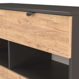 Crowndale Bora 4 Drawer 2 Shelf Gold Oak and Graphite Wide Midi Chest - Grey - Wilko - thumbnail 7