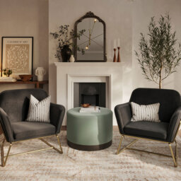 Charles Brushed Gold and Black Velvet Armchair - Size: Single - LPD Home - Wilko - thumbnail 7