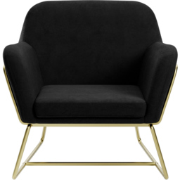 Charles Brushed Gold and Black Velvet Armchair - Size: Single - LPD Home - Wilko - thumbnail 4
