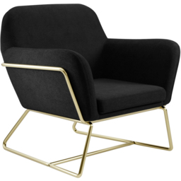 Charles Brushed Gold and Black Velvet Armchair - Size: Single - LPD Home - Wilko - thumbnail 3
