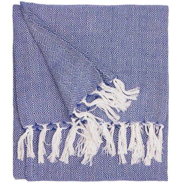 Furn Dessa Blue Geometric Woven Throw 130 x 180cm - Wilko - image 1