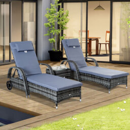 Outsunny 2 Seater Grey Rattan Wicker Lounge Set - Wilko