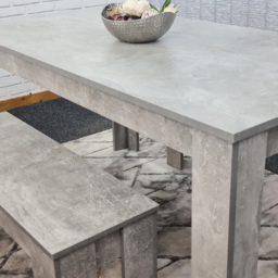 Portland 4 Seater Bench Dining Set Stone Grey - Wilko - thumbnail 3