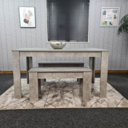 Portland 4 Seater Bench Dining Set Stone Grey - Wilko - thumbnail 4