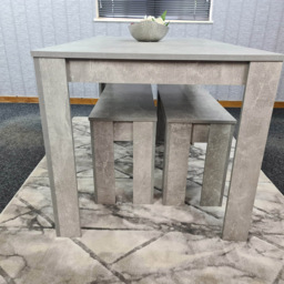 Portland 4 Seater Bench Dining Set Stone Grey - Wilko - thumbnail 7