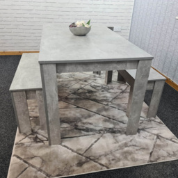 Portland 4 Seater Bench Dining Set Stone Grey - Wilko - thumbnail 6