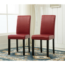 Set of 2 Red Faux Leather Dining Chair - MCC - Wilko - thumbnail 6
