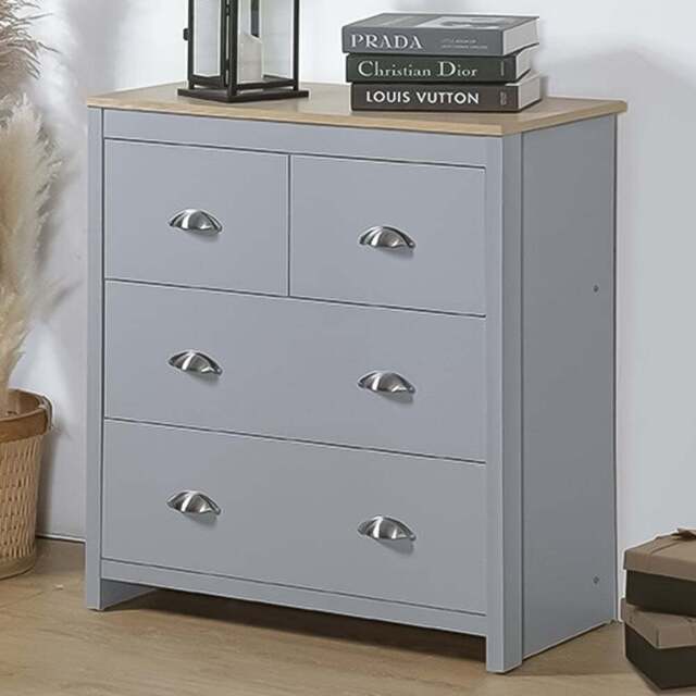 Brooklyn 4 Drawer Grey Wooden Chest Of Drawers - Wilko - image 1