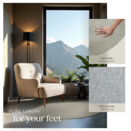 tectake Zonelle Sand Short Pile Ultra Soft Rug 120 x 120cm - Size: 80 x 80 x 84cm - Grey - Wilko - thumbnail 5