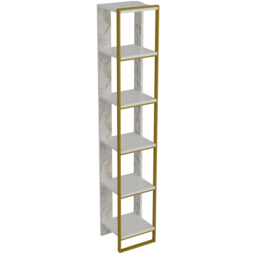 Decorotika Polka 5 Shelf White Marble and Gold Bookshelf - Size: 178.5 x 32.2 x 31.3cm - Multi - Wilko - thumbnail 3