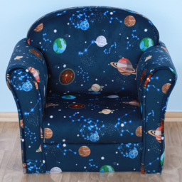 Portland Kids Single Seat Planet Design Blue Sofa - Size: 50 x 39 x 44cm - Wilko