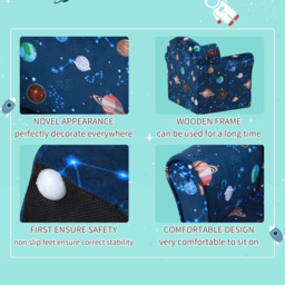 Portland Kids Single Seat Planet Design Blue Sofa - Size: 50 x 39 x 44cm - Wilko - thumbnail 5