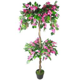 Leaf Rhododendron Pink Blossom Artificial Tree in Pot 140cm - Size: 140 x 60 x 60cm - Green - Wilko - thumbnail 1