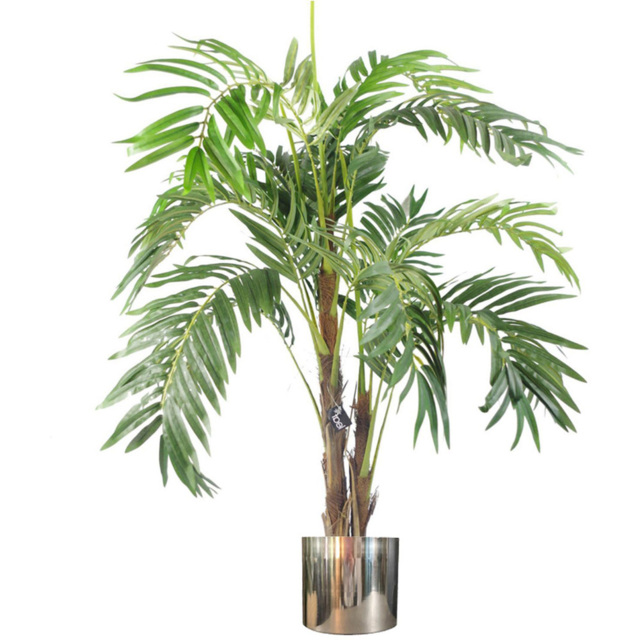 Botanik Palm Artificial Tree in Silver Metal Planter 4ft - Size: 120 x 80 x 80cm - Green - Wilko - image 1
