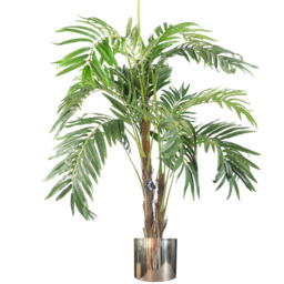 Botanik Palm Artificial Tree in Silver Metal Planter 4ft - Size: 120 x 80 x 80cm - Green - Wilko - thumbnail 1