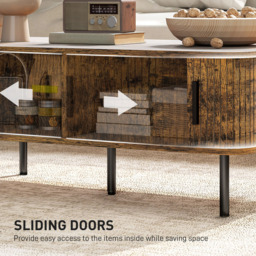 HOMCOM 2 Door Brown Coffee Table with Sliding Doors - Size: 40 x 55 x 100cm - Wilko - thumbnail 6