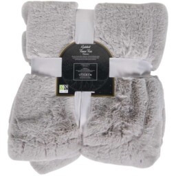 Soft Rabbit Faux Fur Throw - Grey - Divante - Wilko - thumbnail 4
