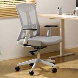 TTAP Oxford Grey Mesh Swivel Office Chair - Size: 105 x 60 x 60cm - Wilko