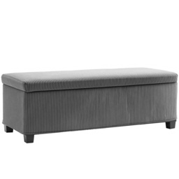 HOMCOM Grey Ottoman Storage Chest and Bench with Lid - Size: 40 x 42 x 112cm - Wilko - thumbnail 3