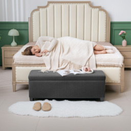 HOMCOM Grey Ottoman Storage Chest and Bench with Lid - Size: 40 x 42 x 112cm - Wilko - thumbnail 5