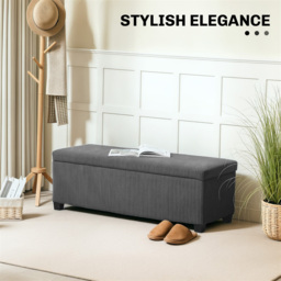 HOMCOM Grey Ottoman Storage Chest and Bench with Lid - Size: 40 x 42 x 112cm - Wilko - thumbnail 6