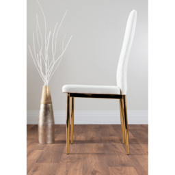 Furniturebox Valera Set of 4 White and Gold Faux Leather Dining Chair - Wilko - thumbnail 4