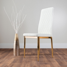 Furniturebox Valera Set of 4 White and Gold Faux Leather Dining Chair - Wilko - thumbnail 7