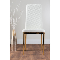 Furniturebox Valera Set of 4 White and Gold Faux Leather Dining Chair - Wilko - thumbnail 3