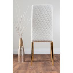Furniturebox Valera Set of 4 White and Gold Faux Leather Dining Chair - Wilko - thumbnail 5