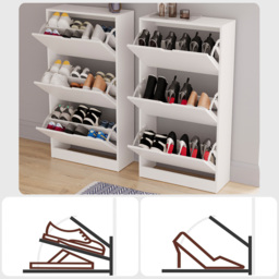 Vida Designs 3 Drawer White Shoe Cabinet - Wilko - thumbnail 6