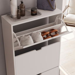Vida Designs 3 Drawer White Shoe Cabinet - Wilko - thumbnail 5