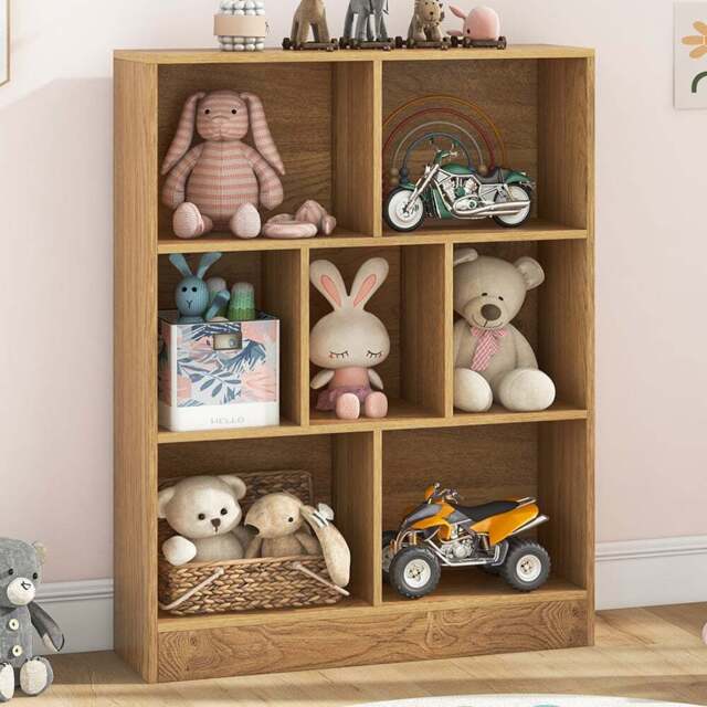 Costway 7 Cube Natural Bookshelf - Size: 7 Shelf - Cream - Wilko - image 1