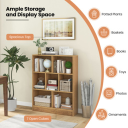 Costway 7 Cube Natural Bookshelf - Size: 7 Shelf - Cream - Wilko - thumbnail 7