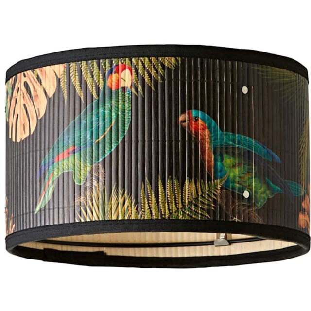 ValueLights Daintree Monochrome Jungle Bamboo Small Drum Ceiling Lamp Shade - Size: 15 x 25 x 25cm - Cream - Wilko - image 1