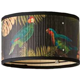 ValueLights Daintree Monochrome Jungle Bamboo Small Drum Ceiling Lamp Shade - Size: 15 x 25 x 25cm - Cream - Wilko - thumbnail 1