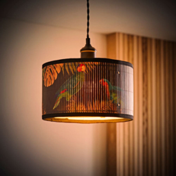 ValueLights Daintree Monochrome Jungle Bamboo Small Drum Ceiling Lamp Shade - Size: 15 x 25 x 25cm - Cream - Wilko - thumbnail 3